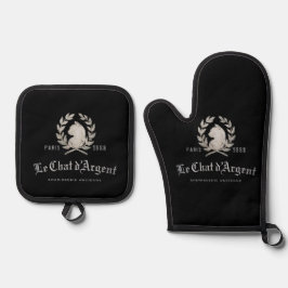 Le Chat d'Argent Executive Chef Ofenhandschuhe | F Ofenhandschuh & Topflappen-Set