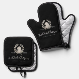 Le Chat d'Argent Executive Chef Ofenhandschuhe | F Ofenhandschuh & Topflappen-Set