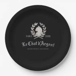 Le Chat d'Argent Papierplatten | Vintage Schwarz Pappteller