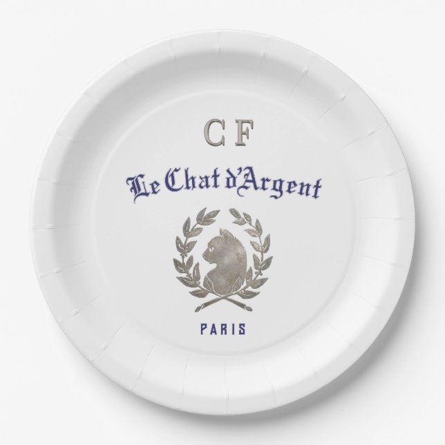 Le Chat d'Argent Parisian Bistrot Monogramm  Pappteller (Vorderseite)