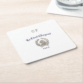 Le Chat d'Argent Parisianisches Bistro-Monogramm  Rechteckiger Pappuntersetzer