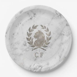 Le Chat d'Argent Personalisierte Carrara-Marmorsch Pappteller