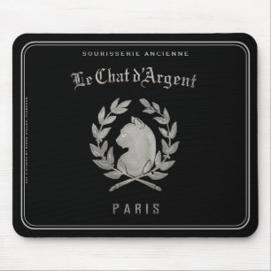 Le Chat d'Argent Vintage Paris Schwarze Maus Mousepad