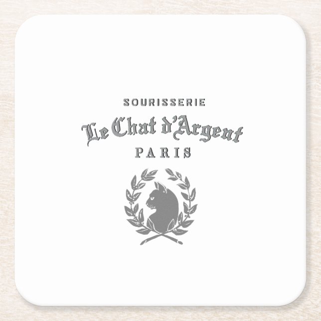 Le Chat d'Argent Vintage Quadratischer Untersetzer (Vorderseite)