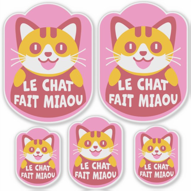 Le Chat Fait Miaou Niedlich French Orange Tabby Aufkleber (Vorderseite)