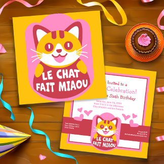 Le Chat Fait Miaou Niedlich French Orange Tabby Einladung