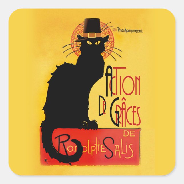 Le Chat Noir - Aktion De Grâces Quadratischer Aufkleber (Vorderseite)