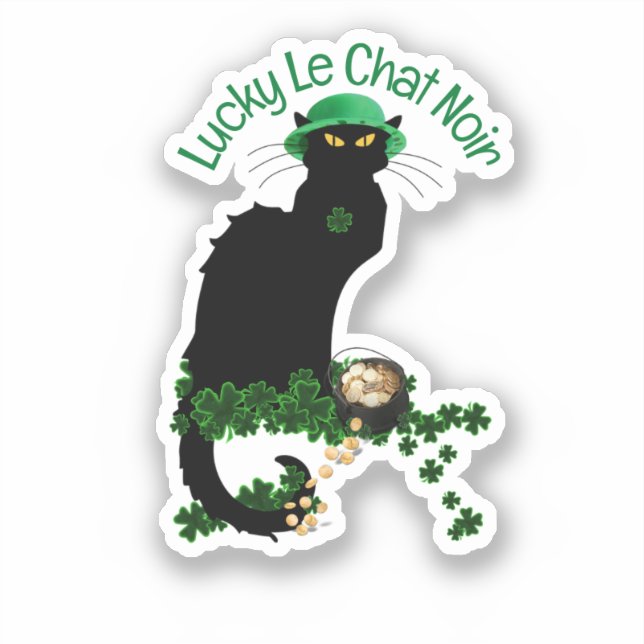 Le Chat Noir Clover St. Patrick's Day Aufkleber (Vorderseite)