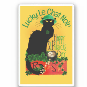 Le Chat Noir Clover St. Patrick's Day Aufkleber