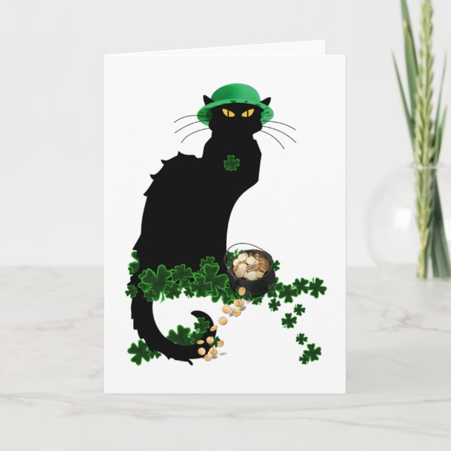 Le Chat Noir Clover St. Patrick's Day Karte (Vorderseite)