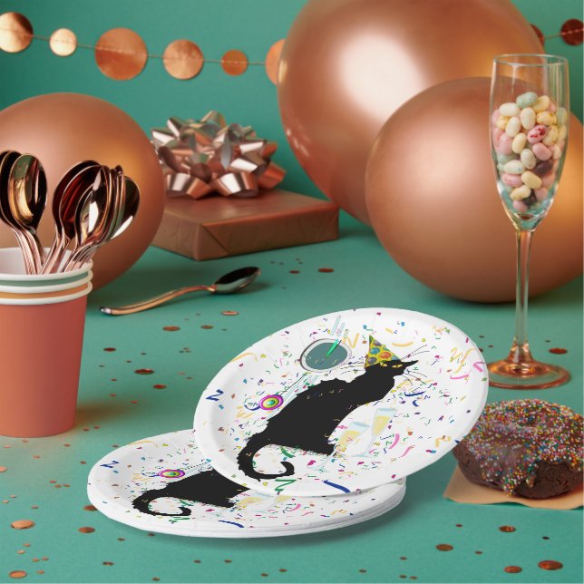 Le Chat Noir Confetti New Years Pappteller (Multi)