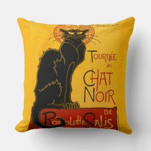 Le Chat Noir Die schwarze Katze Art Nouveau Vintag Kissen