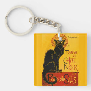 Le Chat Noir Die schwarze Katze Art Nouveau Vintag Schlüsselanhänger
