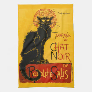 Le Chat Noir Die Schwarze Katze Jugendstil Antik Handtuch