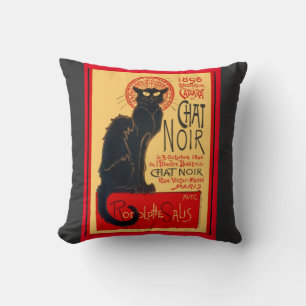 Le Chat Noir, die Schwarze Katze, Kunstkissen Kissen