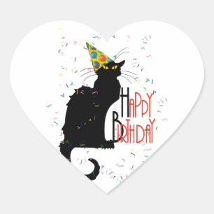 Le Chat Noir - GLÜCKLICHER GEBURTSTAG! Herz-Aufkleber