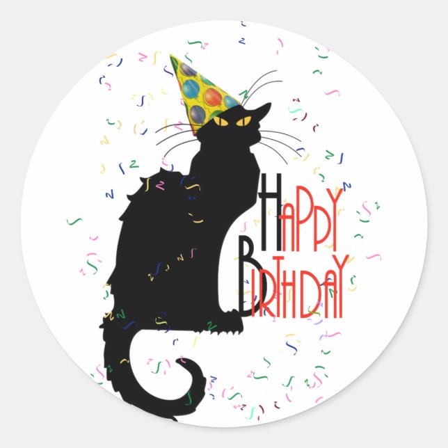 Le Chat Noir - GLÜCKLICHER GEBURTSTAG! Runder Aufkleber (Vorderseite)