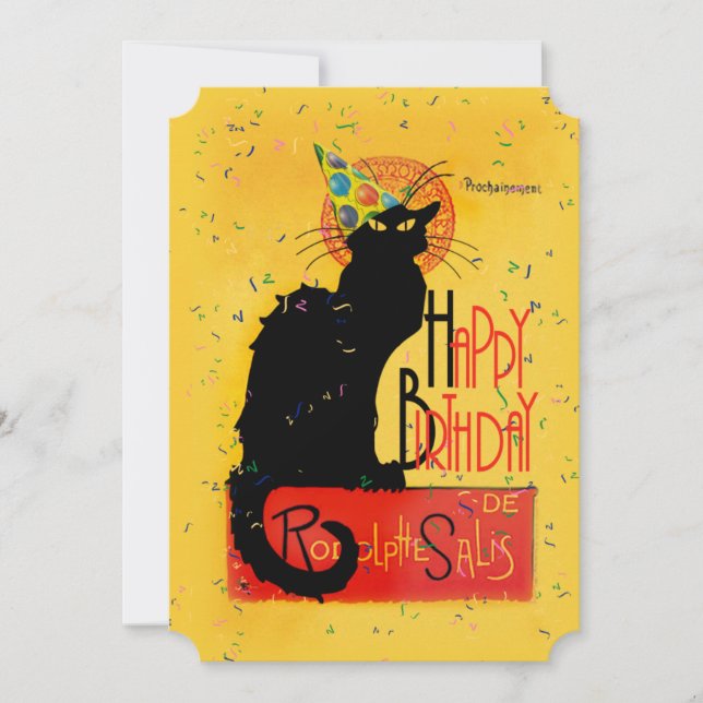 Le Chat Noir - Gruß zum Geburtstag Einladung (Vorderseite)