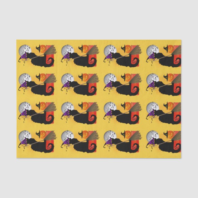 Le Chat Noir - Halloween Hexenkatze Seidenpapier (Vorderseite)