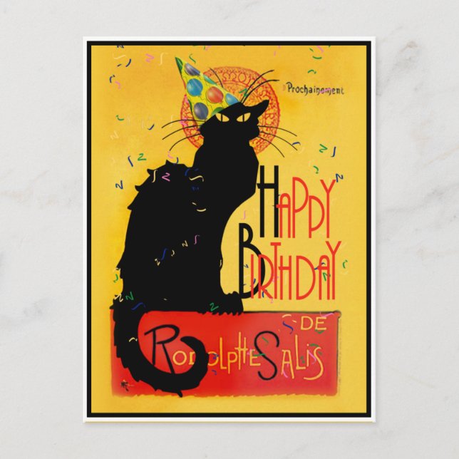 Le Chat Noir Happy Birthday Postkarte (Vorderseite)