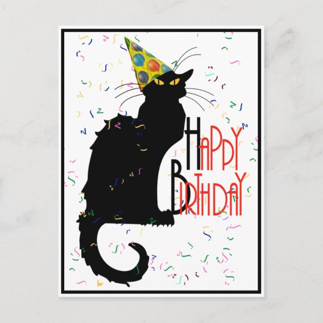 Le Chat Noir Happy Birthday Postkarte (Vorderseite)