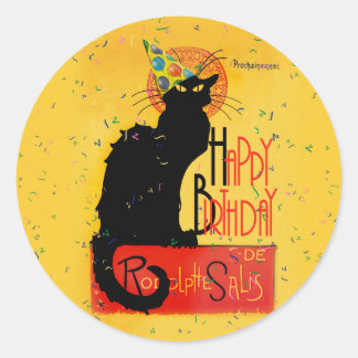 Le Chat Noir - Happy Birthday Runder Aufkleber