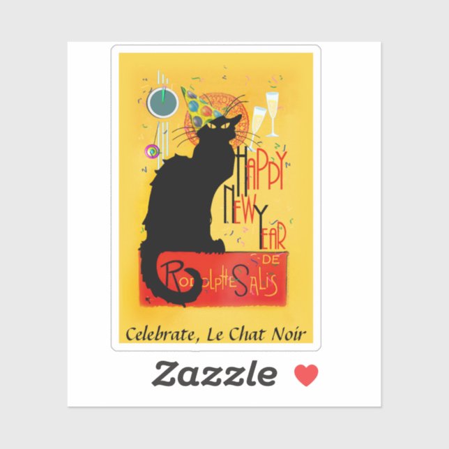 Le Chat Noir Happy New Year Aufkleber (Blatt)