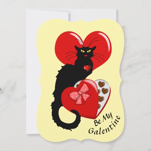 Le Chat Noir Heart Candy Valentine's Day  Einladung (Vorderseite)