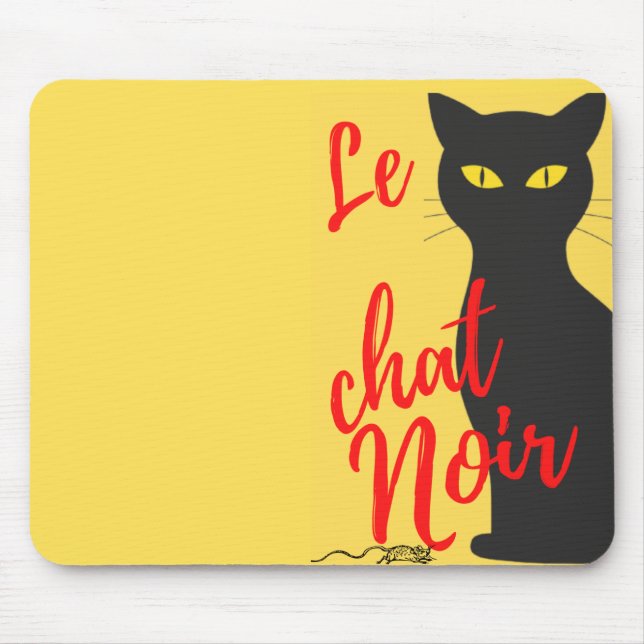 Le Chat Noir Modern Red and Yellow Mousepad (Vorne)