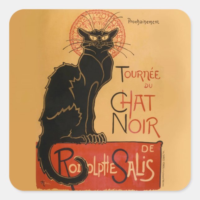 Le Chat Noir Quadratischer Aufkleber (Vorderseite)