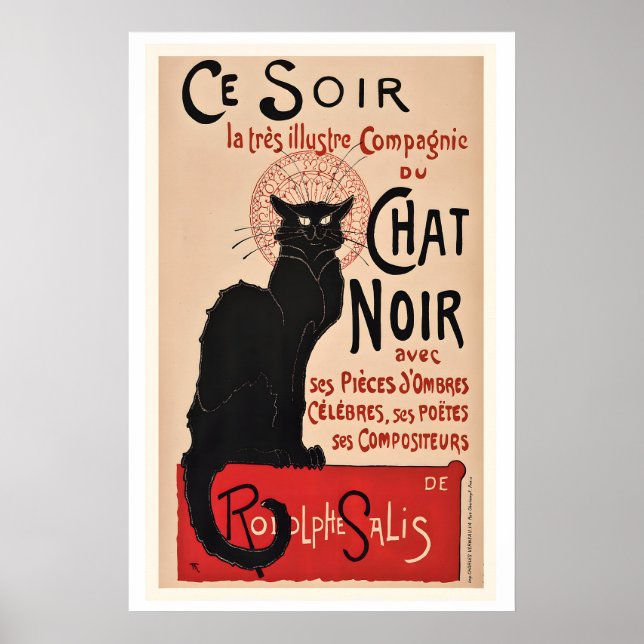 Le Chat Noir Schwarze Katze Vintage-Werbeplakat Poster (Vorne)