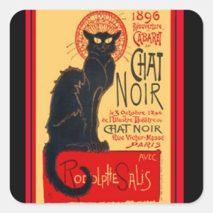 Le Chat Noir, The Black Cat, Art Quadratischer Aufkleber