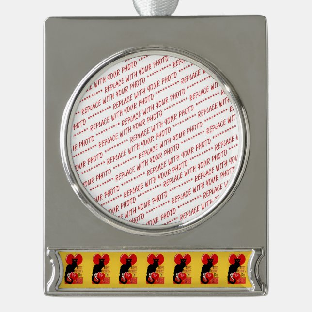 Le Chat Noir Valentine's Day Banner-Ornament Silber (Vorderseite)