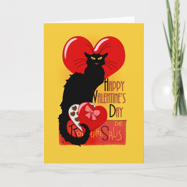 Le Chat Noir Valentine's Day Feiertagskarte (Vorderseite)