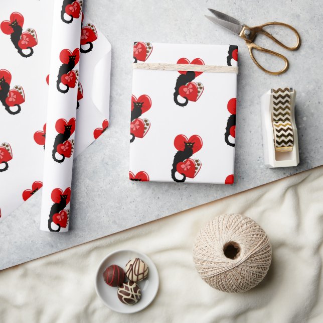 Le Chat Noir Valentine's Day Geschenkpapier (Kunsthandwerk)