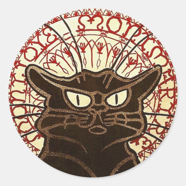 Le Chat Noir, Vente Hôtel Drouot Kunstkunst Runder Aufkleber (Vorderseite)