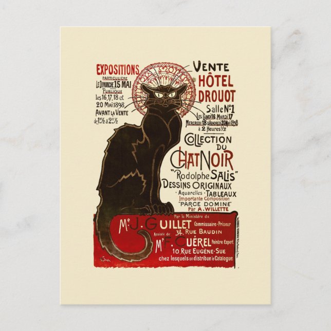 Le Chat Noir, Vente Hôtel Drouot Postkarte (Vorderseite)