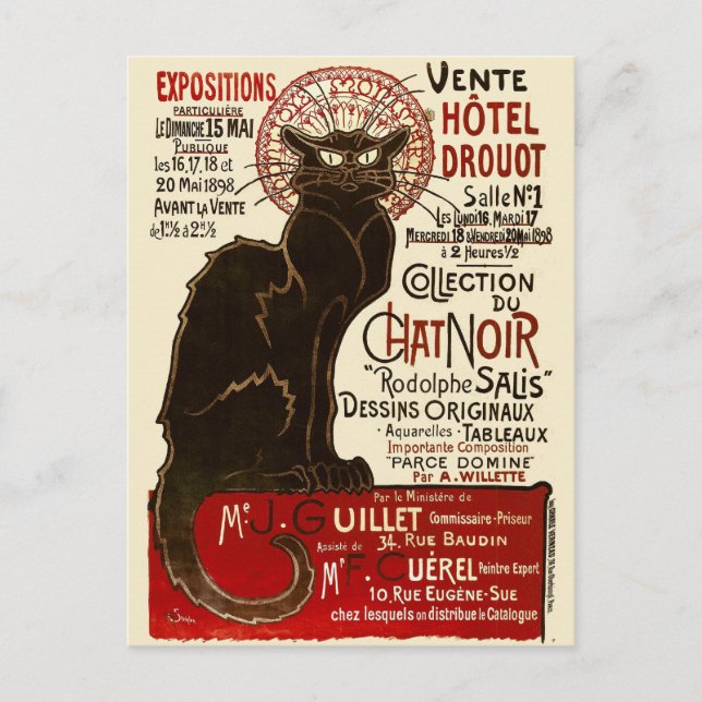 Le Chat Noir, Vente Hôtel Drouot Postkarte (Vorderseite)
