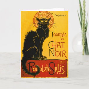 Le Chat Noir Vintag Black Cat Art Nouveau Retro Karte
