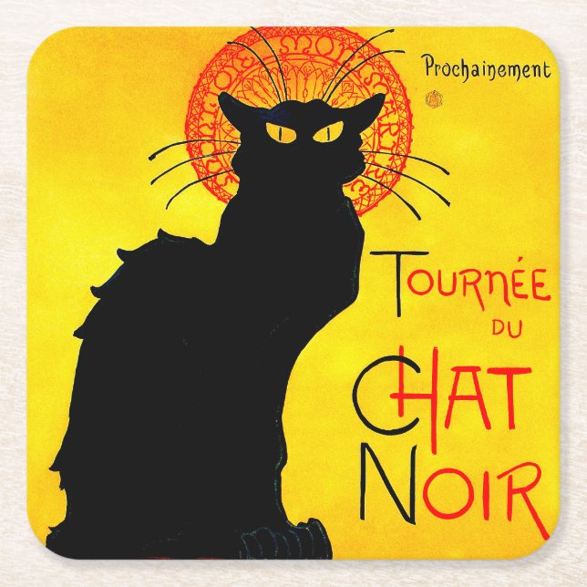 Le Chat Noir Vintag Rechteckiger Pappuntersetzer (Vorderseite)