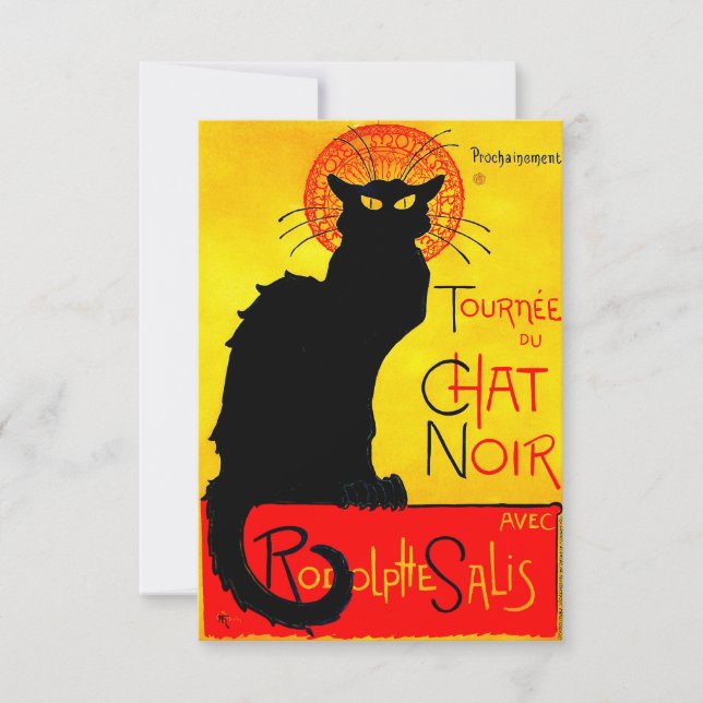 Le Chat Noir Vintag RSVP Karte (Vorderseite)