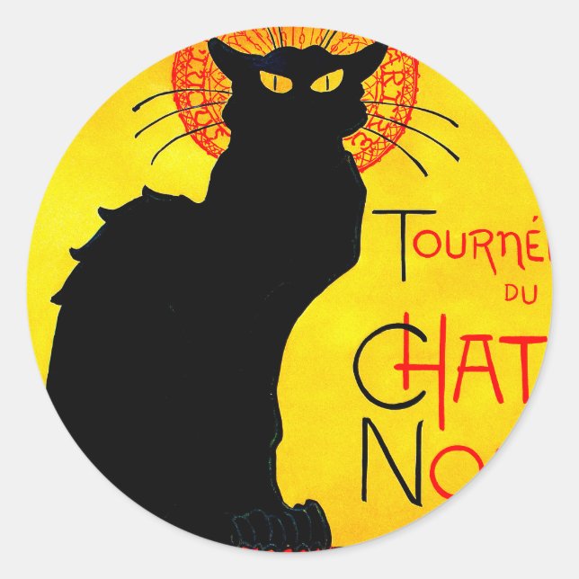 Le Chat Noir Vintag Runder Aufkleber (Vorderseite)