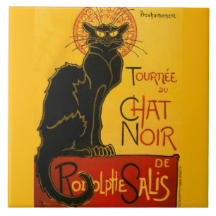 Le Chat Noir Vintage Schwarzkatze Jugendstil Fliese