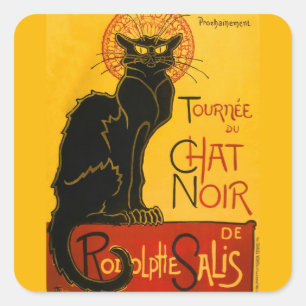 Le Chat Noir Vintage Schwarzkatze Jugendstil Quadratischer Aufkleber