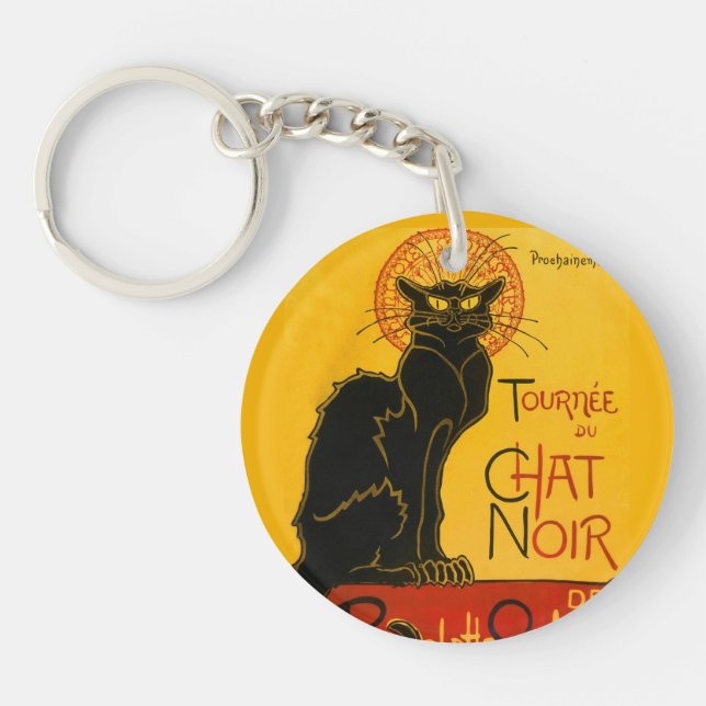 Le Chat Noir Vintage Schwarzkatze Jugendstil Schlüsselanhänger (Vorderseite)