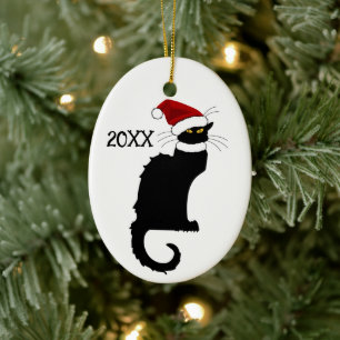 Le Chat Noir Weihnachtsmann Hut Weihnachten Keramik Ornament