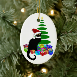 Le Chat Noir Weihnachtsmann Hut Weihnachten Keramik Ornament