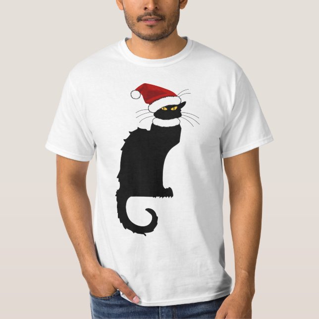 Le Chat Noir Weihnachtsmannmütze Weihnachten T-Shirt (Vorderseite)
