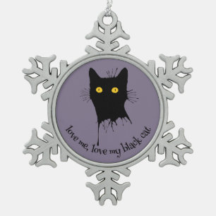 Le Chaton Noir Liebe Me Liebe My Black Cat Lover Schneeflocken Zinn-Ornament