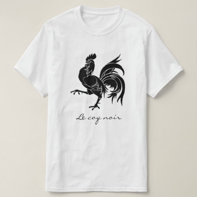 Le Coq noir der schwarze Hahn T-Shirt (Design vorne)
